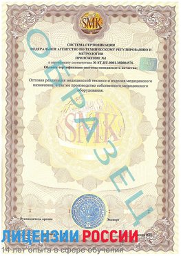 Образец сертификата соответствия (приложение) Новый Уренгой Сертификат ISO 13485